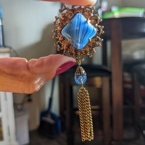 1930s Antique Glass Bead & Rhinestone Brooch Art Deco